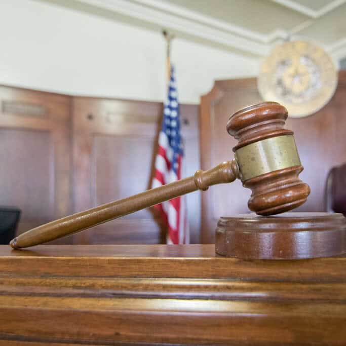 gavel in courtroom for civil litigation trial